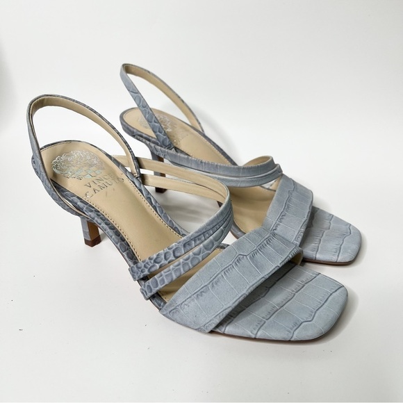 Vince Camuto Savesha Leather Strappy Heeled Sandals Pale Blue Size 7 - Picture 3 of 10
